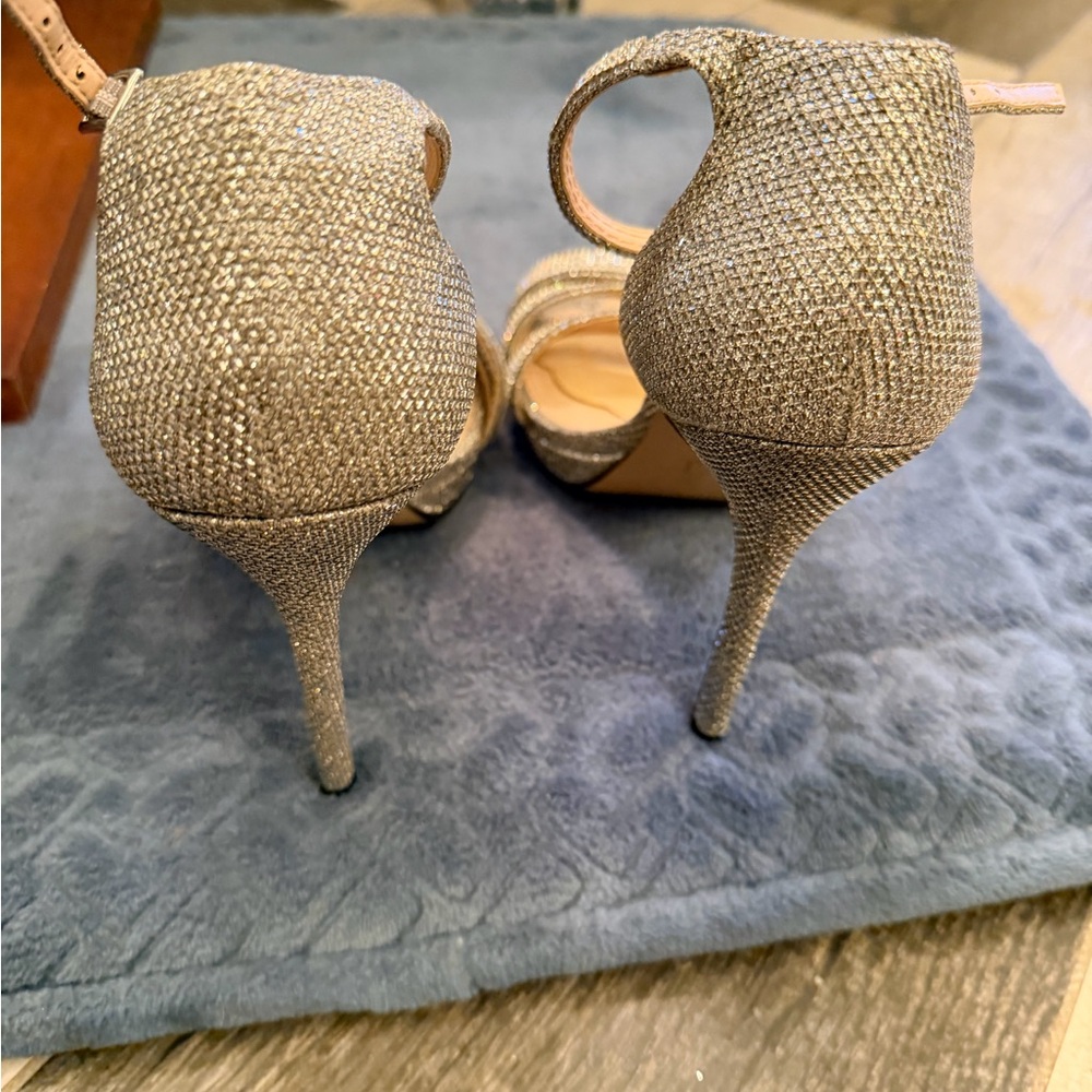 Gorgeous Sparkly Nina Rhinestone Wow Tall Silver Strappy 5” Heels size 9 - Picture 9 of 13